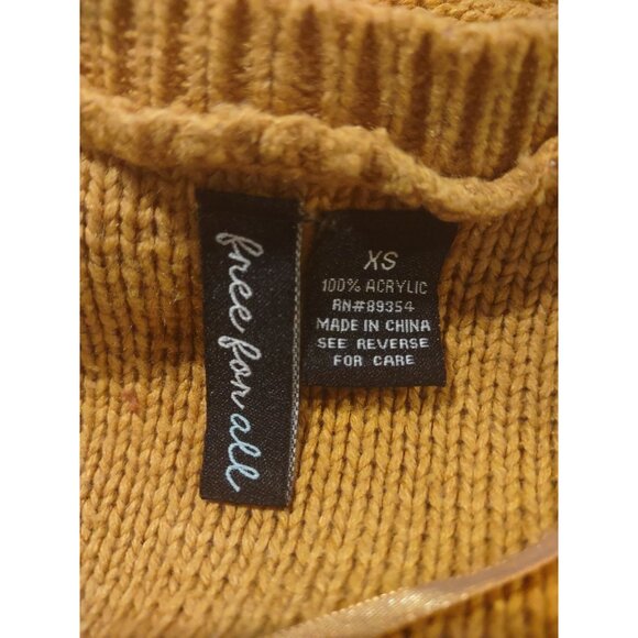 Free For All Sweater Mustard Yellow Drop Shoulder Medium Knit Fall Womens XS - Picture 4 of 5